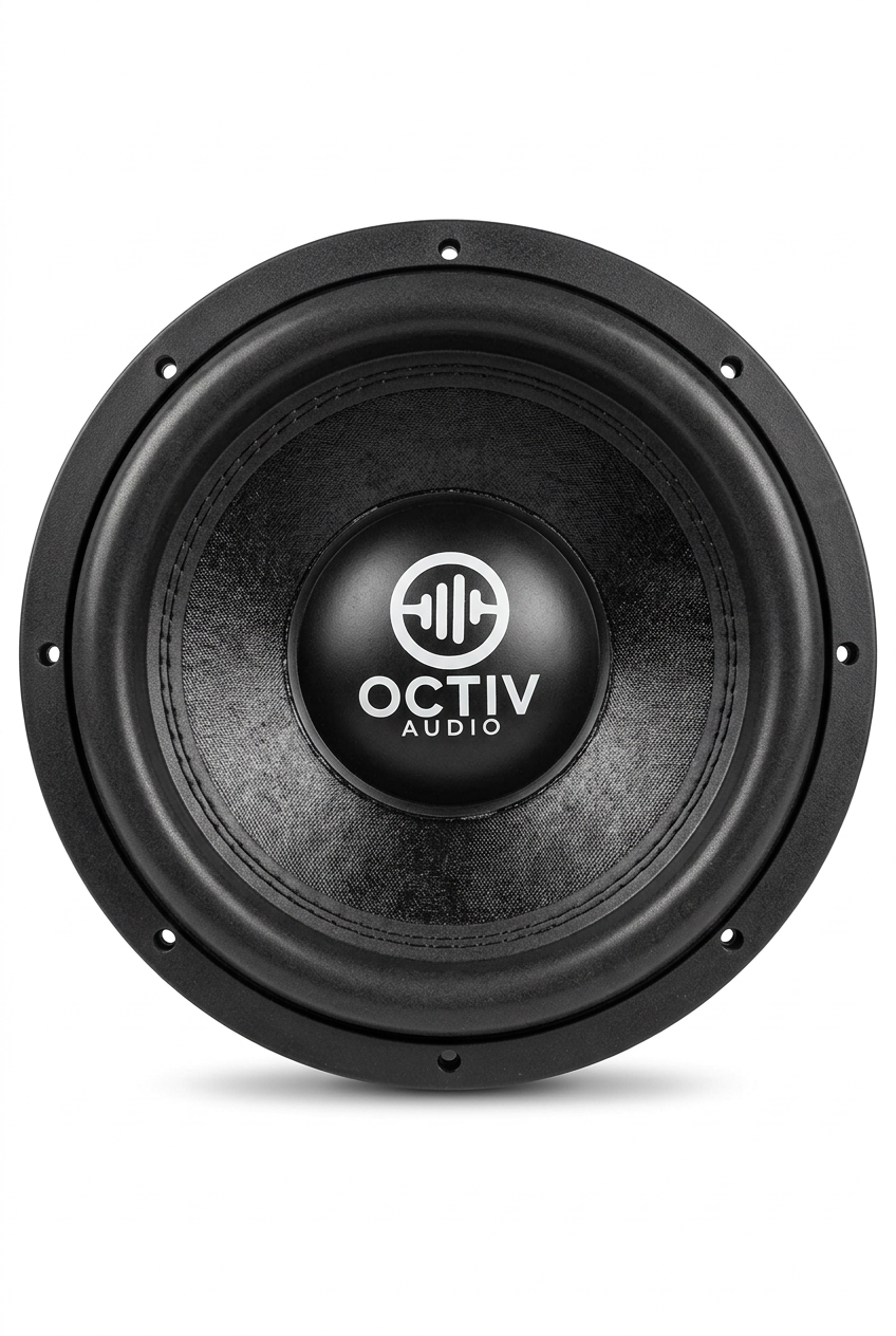 Octiv Audio Model 2 subwoofer front view on white background